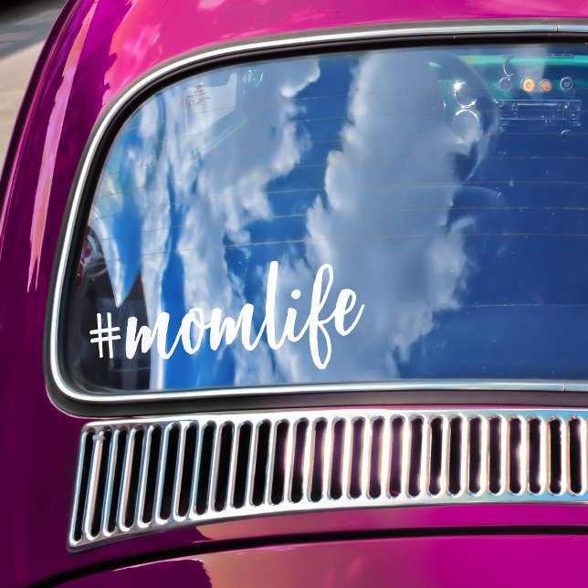 Hashtag #Momlife White Calligraphy Motherhood Car Window Cling (Creator Uploaded)