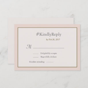Hashtag personalised blush peach gold wedding RSVP Invitation