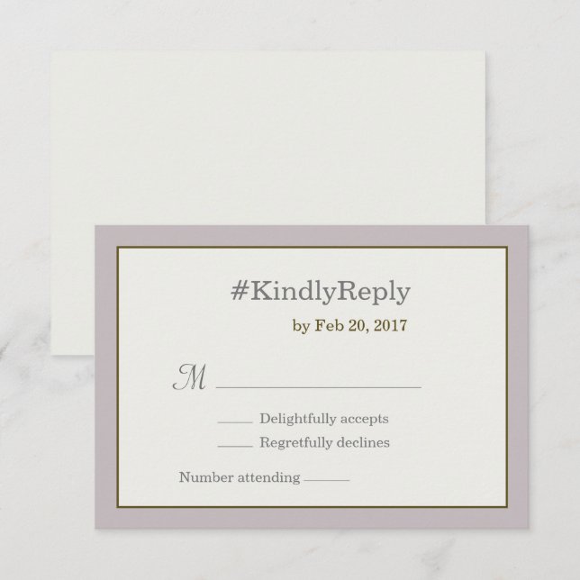 Hashtag personalised blush pink gold wedding rsvp invitation (Front/Back)