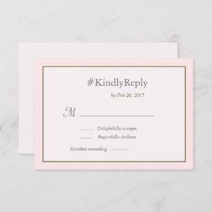 Hashtag personalised sweet pink gold wedding RSVP Invitation