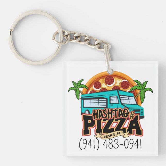 Hashtag Pizza Keychain (Front)