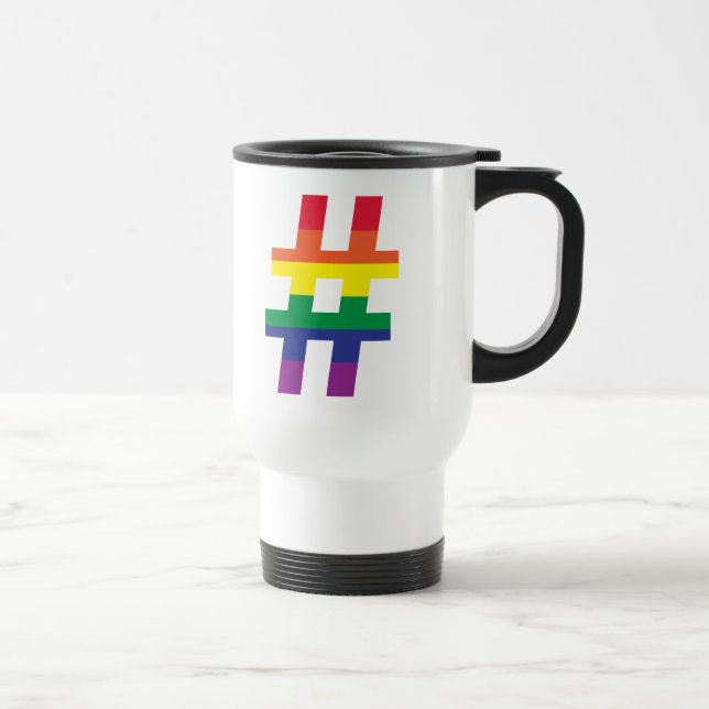 Hashtag Rainbow Flag Travel Mug (Right)
