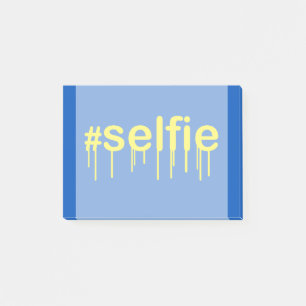 Hashtag Selfie Drooling on blue decor Post-it Notes