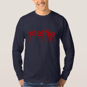 Hashtag Selfie Drooling on blue decor T-Shirt