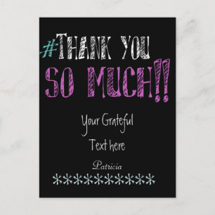 Hashtag Thank you Chalkboard Postcard