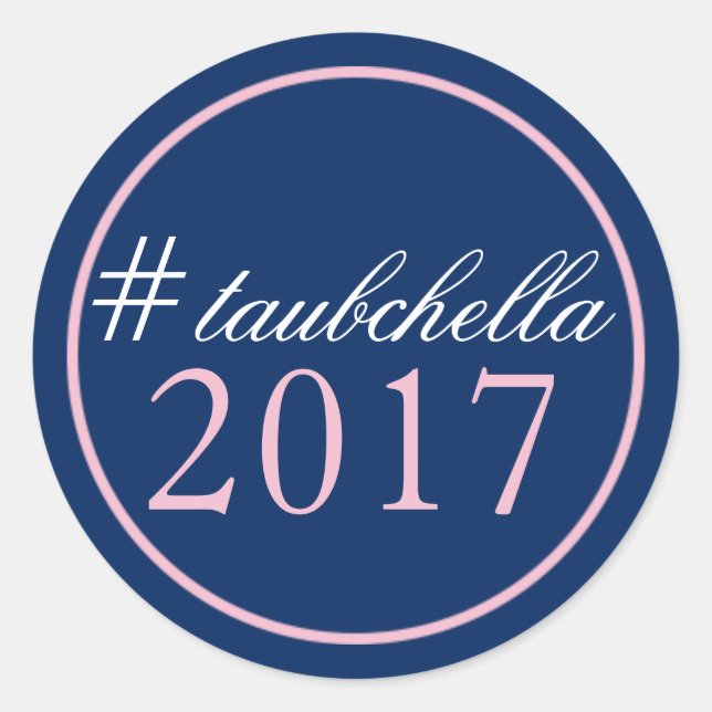 Hashtag Wedding Favour Sticker Pink/Navy (Front)