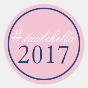 Hashtag Wedding Favour Sticker Pink/Navy