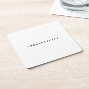 Hashtag Your Modern Trending Social Media # Square Paper Coaster