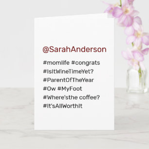 hashtags funny parenthood mum congrats card