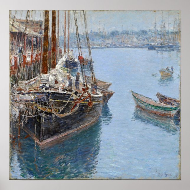 Hassam - Mackerel Schooner Gloucester 1890 Poster (Front)