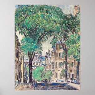 Hassam - Mount Vernon St Boston 1919 Poster