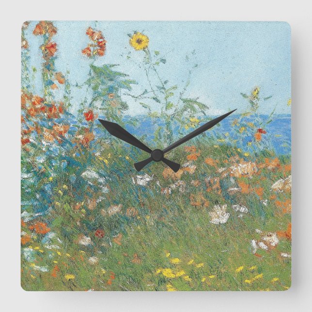 Hassam's "Poppies, Isle of Shoals" Square Wall Clock (Front)