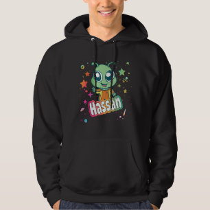 HASSAN - Cute Boy Name with cute Alien Hoodie