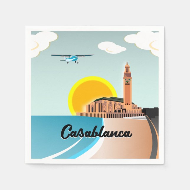 Hassan II Mosque Casablanca Morocco Napkin (Front)