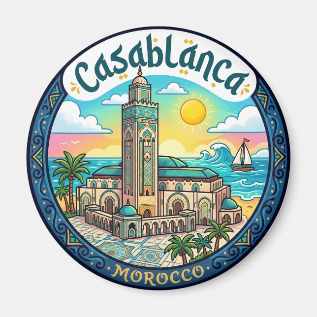 Hassan II Mosque Morocco Magnet (Front)