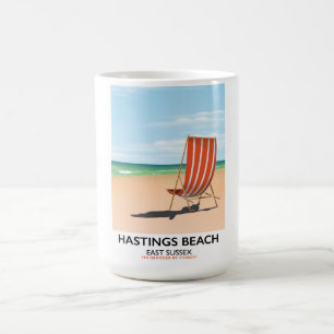 Hastings Beach, East Sussex vintage travel poster Coffee Mug