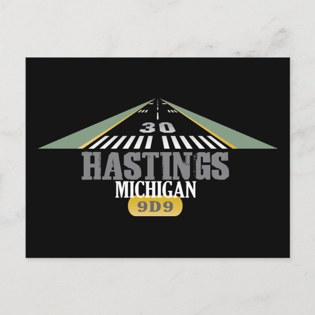 Hastings MI - Airport Runway Postcard (Front)