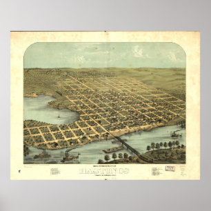 Hastings Minnesota 1867 Antique Panoramic Map Poster
