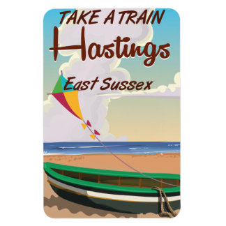 Hastings vintage beach travel poster magnet