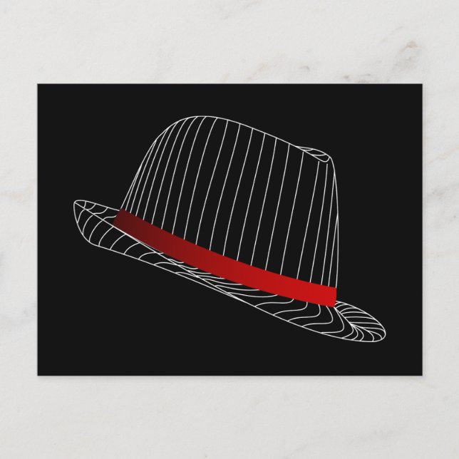 hat-158569 GANGSTER STYLE HATS FASHION BLACK WHITE Postcard (Front)