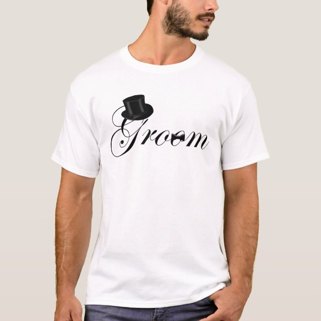 Hat and Bow Tie "Groom" Shirt (Front)