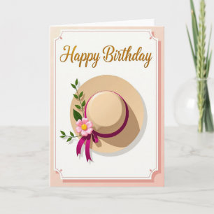 Hat And Floral Birthday Card