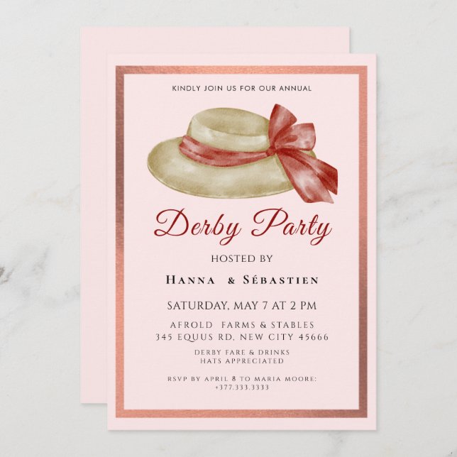 Hat Derby Party Invitation (Front/Back)