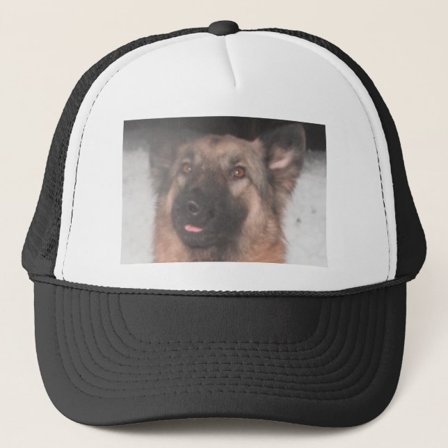 Hat German Shepherd Sticking Tongue Out (Front)