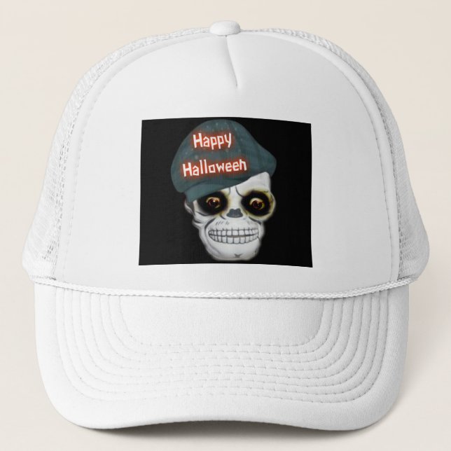 Hat Skeleton Head Happy Halloween (Front)
