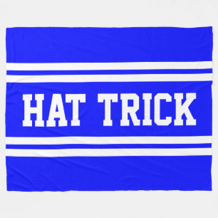HAT TRICK Fun Bold Royal Blue White Hockey Stripes Fleece Blanket