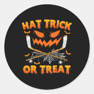 Hat Trick Or Treat Fun Ice Hockey Halloween Costum Classic Round Sticker