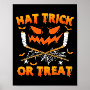 Hat Trick Or Treat Fun Ice Hockey Halloween Costum Poster
