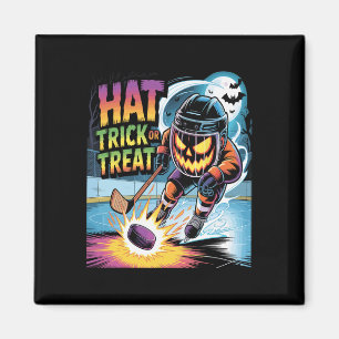 Hat Trick Or Treat Funny Ice Hockey Halloween Pump Magnet