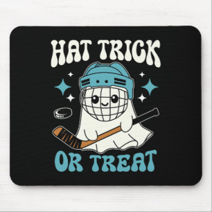Hat Trick Or Treat Halloween Ice Hockey Player Gho Mouse Mat