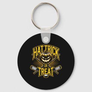 Hat Trick Or Treat Ice Hockey Halloween Fun Key Ring