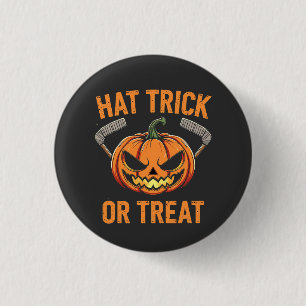 Hat Trick or Treat Spooky Halloween ice Hockey 3 Cm Round Badge