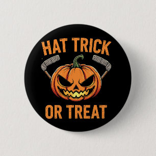 Hat Trick or Treat Spooky Halloween ice Hockey 6 Cm Round Badge