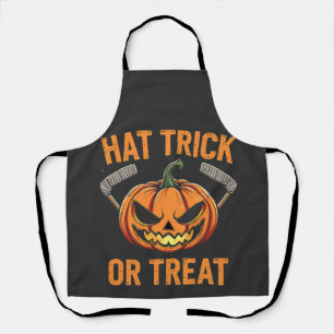 Hat Trick or Treat Spooky Halloween ice Hockey Apron