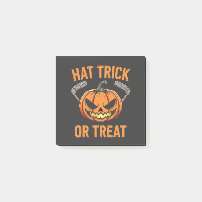 Hat Trick or Treat Spooky Halloween ice Hockey   Post-it Notes (Front)