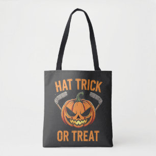 Hat Trick or Treat Spooky Halloween ice Hockey   Tote Bag