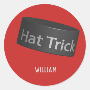 Hat Trick Puck with name Classic Round Sticker