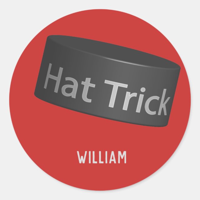 Hat Trick Puck with name Classic Round Sticker (Front)