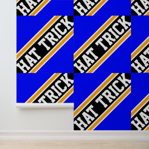 HAT TRICK Tiled Blue Orange Black Hockey Stripes Wallpaper