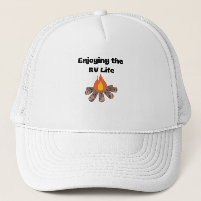Hat with Enjoying the RV Life and a Campfire (Front)