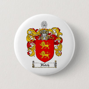 HATCH FAMILY CREST -  HATCH COAT OF ARMS 6 CM ROUND BADGE