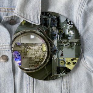 hatch on an old retro submarine 6 cm round badge