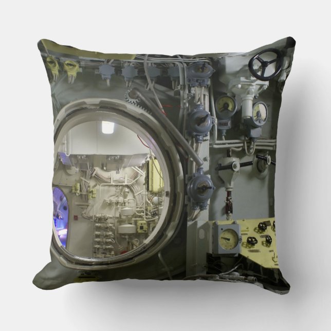 hatch on an old retro submarine cushion (Front)