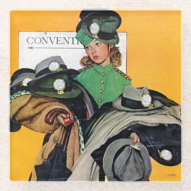 Hatcheck Girl Glass Coaster (Front)