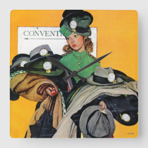 Hatcheck Girl Square Wall Clock