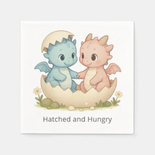 Hatched and Hungry Twin Baby Dragons Party Napkins